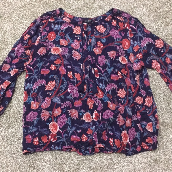 Lucky Brand Tops - Lucky Brand Navy Blue Floral Blouse